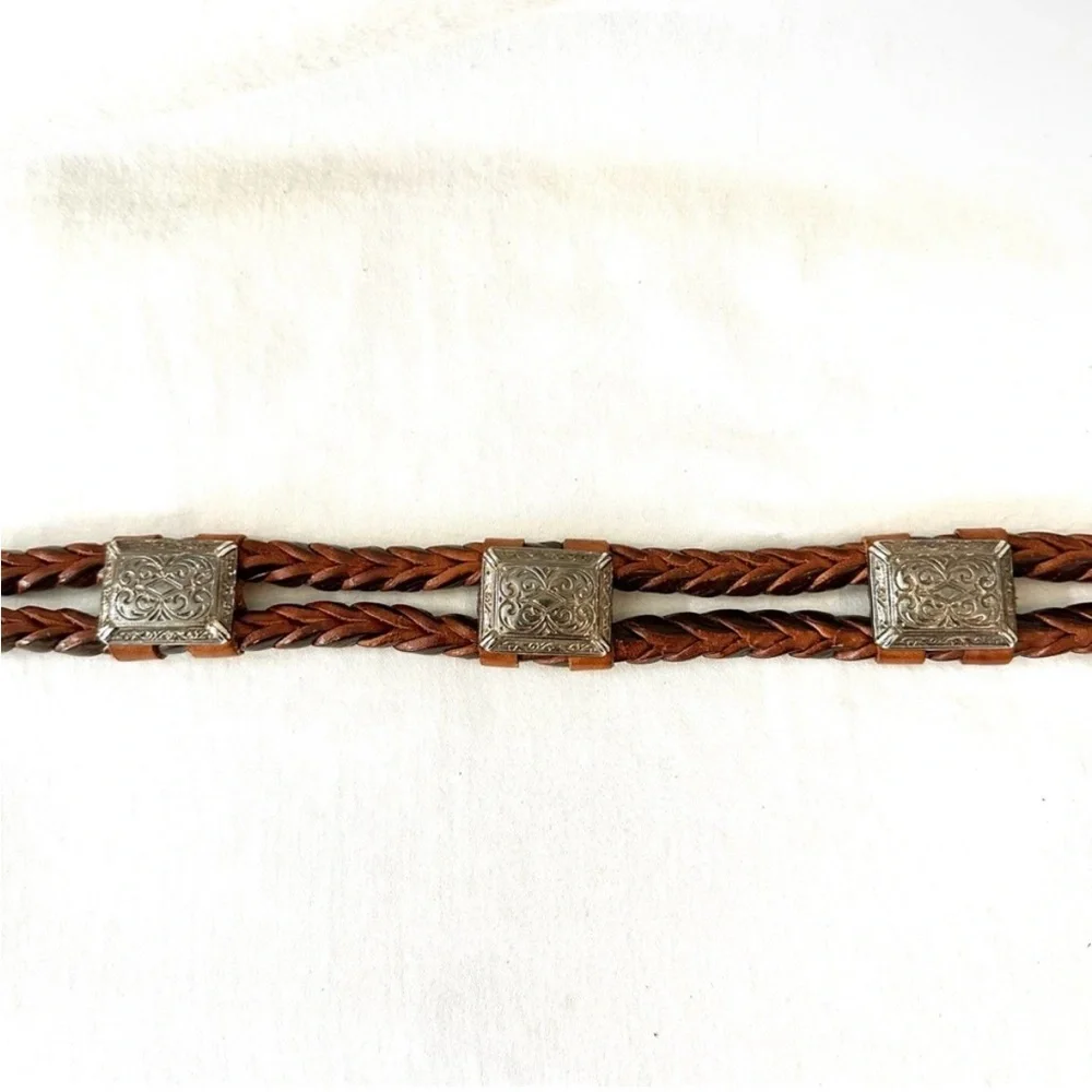 Fossil Woven Leather & Silver Plated Hardware XS - S